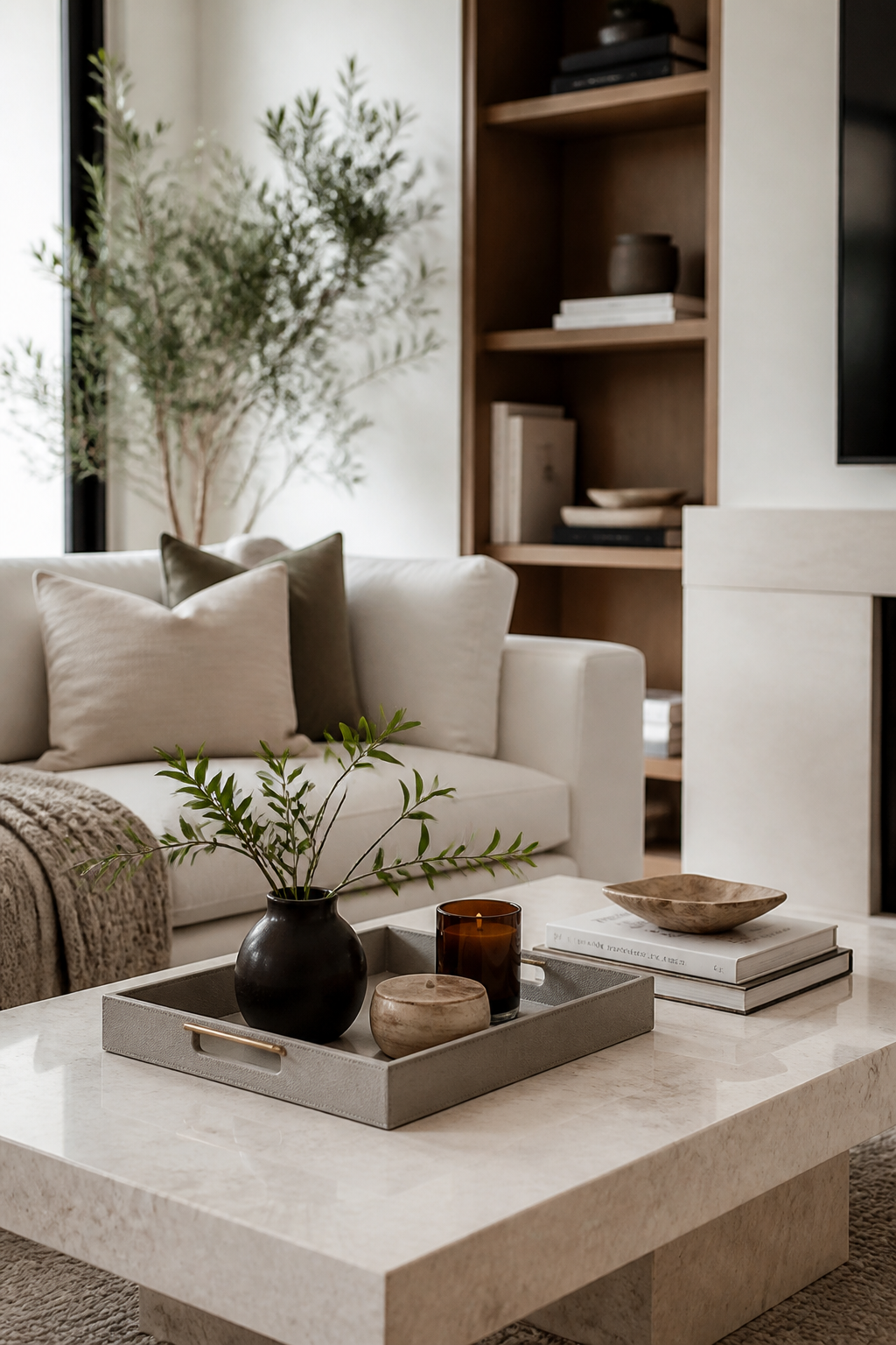 Minimalist Coffee Table Decor Ideas with Trays and Books